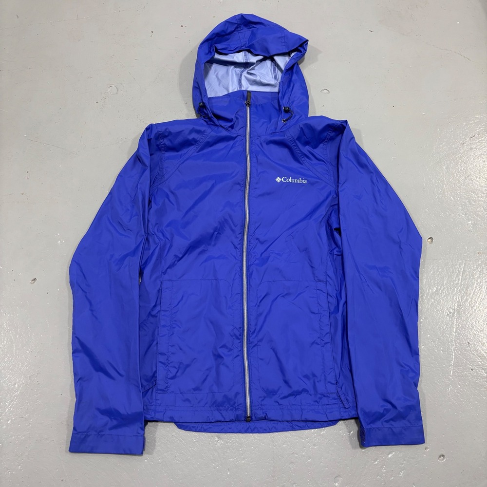 Columbia Womens Small Blue Full Zip Hooded Windbreaker Jacket Lightweight Rain